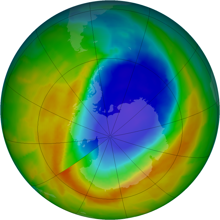 Antarctic ozone map for 13 October 2012